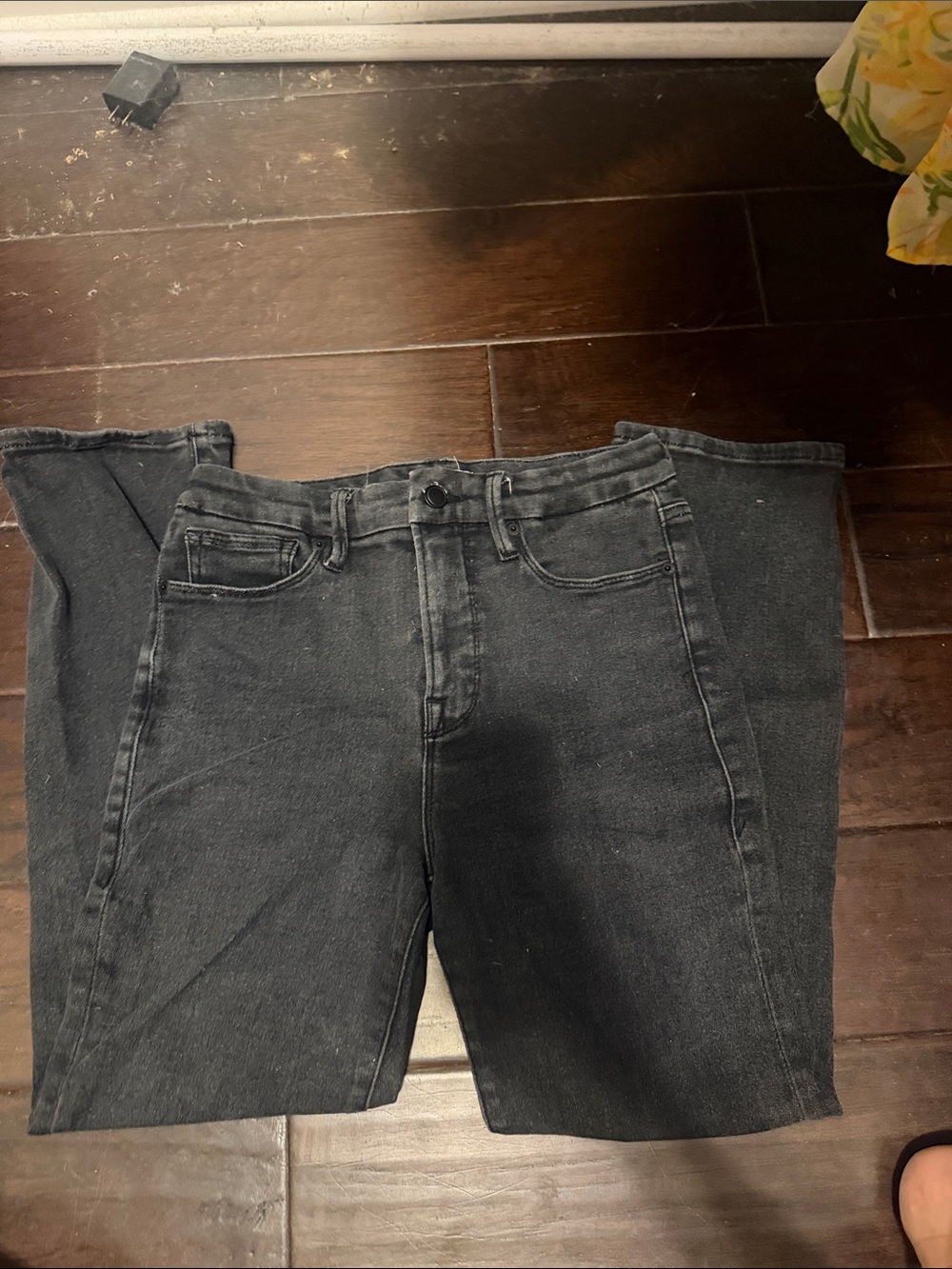 Good American Women's Straight Black Denim Jeans